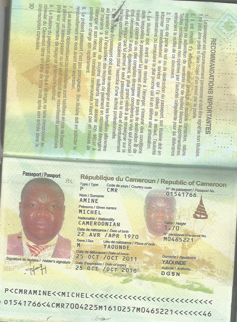 passeport_camerounais_Michel_Amine