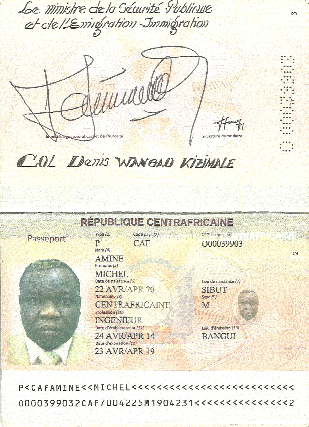 passeport_centrafricain_Michel_Amine